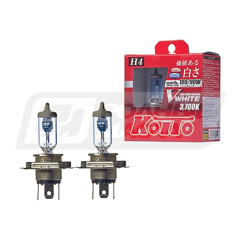 KOITO Vwhite H4 12V 60/55W (100/90W) P43t, набор 2шт P0746W